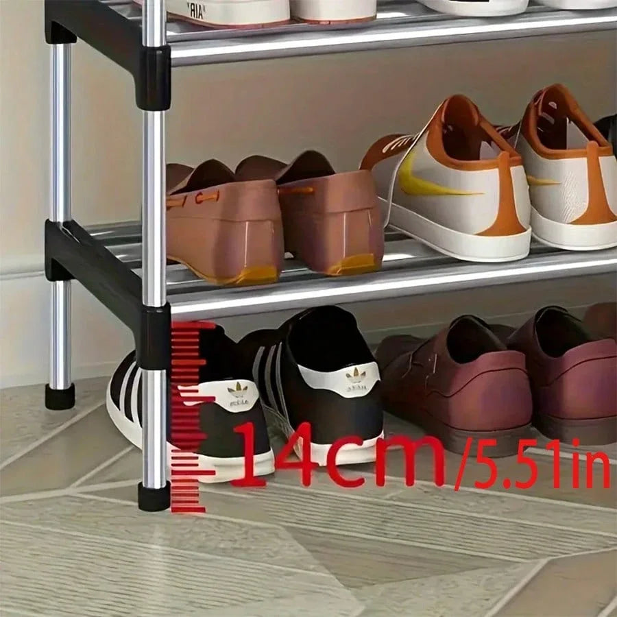 5-Layer Stackable Shoe Rack — Space-Saving Vertical Shoe Storage Cabinet in Black & Blue