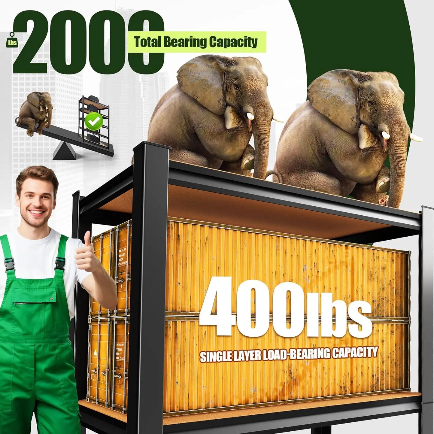 2000LBS Heavy Duty Garage Shelving Unit — 5-Tier Adjustable Metal Storage Shelves
