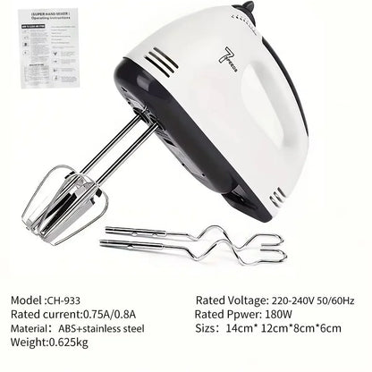 Rechargeable Electric Hand Mixer | 7-Speed Double Whisk