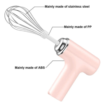 Wireless Electric Egg Beater — Handheld Food Mixer with 3 Speed Settings