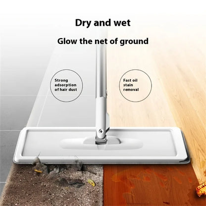 Hands-Free Flat Mop and Bucket Set — 360° Swivel, Long Handle with 4 Reusable Microfiber Pads
