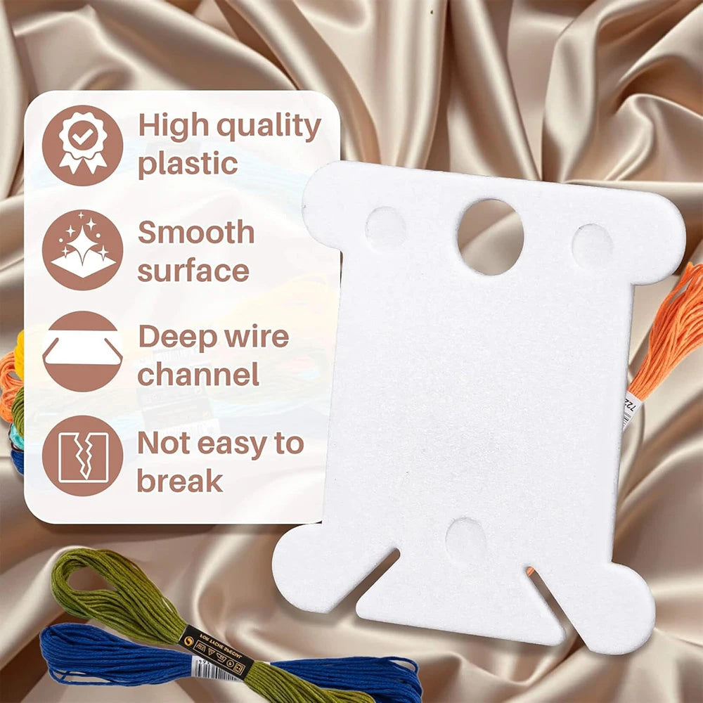 Plastic Embroidery Floss Bobbins — Thread Organizer for Cross Stitch & DIY Sewing (50 or 100pcs)
