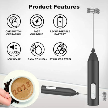 Mini Milk Frother — USB Rechargeable 3-Speed Electric Foam Maker & Coffee Whisk
