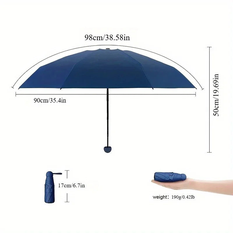 Compact Travel Mini Umbrella — UV Protection 5-Fold Ultra Lightweight Sunshade