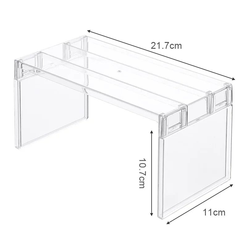 Layered Refrigerator Shelf Organizer — Transparent Stackable Storage Rack