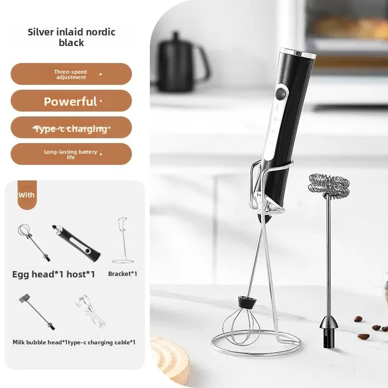 2-in-1 USB Rechargeable Electric Egg Beater & Milk Frother — Double Head Whisk
