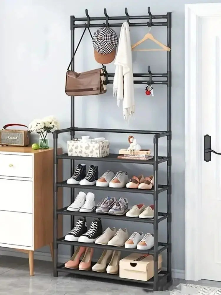 Hallway Clothes Hanger and Shoe Rack — Entryway Organizer for Shoes, Coats, Hats & Bags