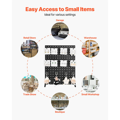 Tabletop Pegboard Display Stand — 17x13in Steel Peg Board with 15 Hooks for Retail & Jewelry