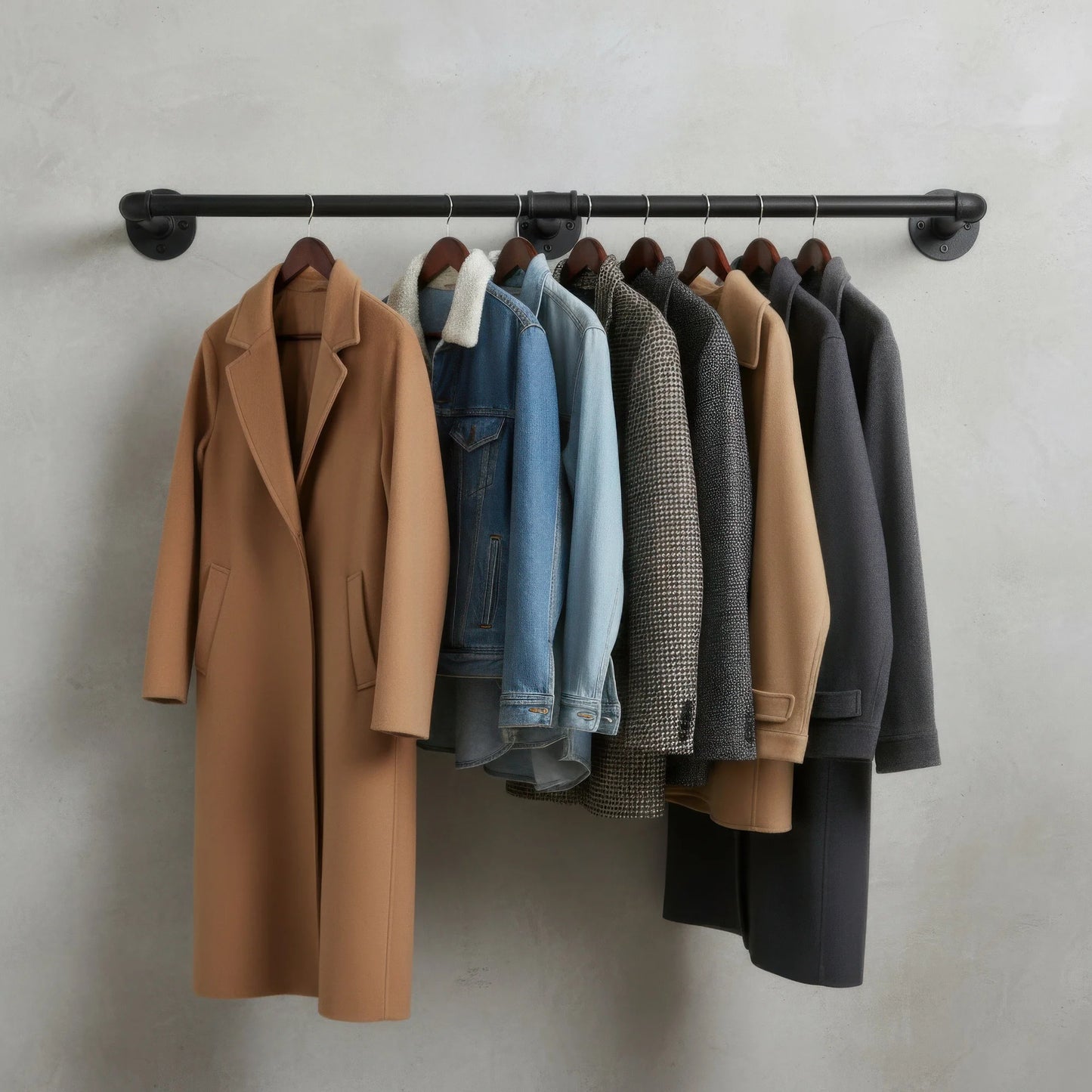 Industrial Pipe Clothes Rack — Heavy Duty Wall Mounted Garment Bar, Detachable 90–180cm