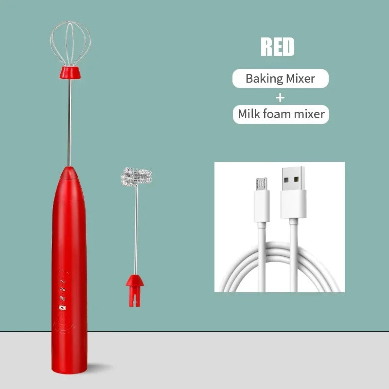 2-in-1 USB Rechargeable Electric Egg Beater & Milk Frother — Double Head Whisk