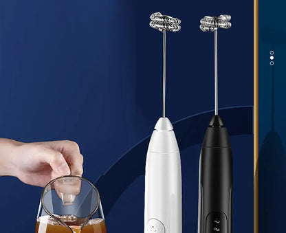 2-in-1 USB Rechargeable Electric Egg Beater & Milk Frother — Double Head Whisk