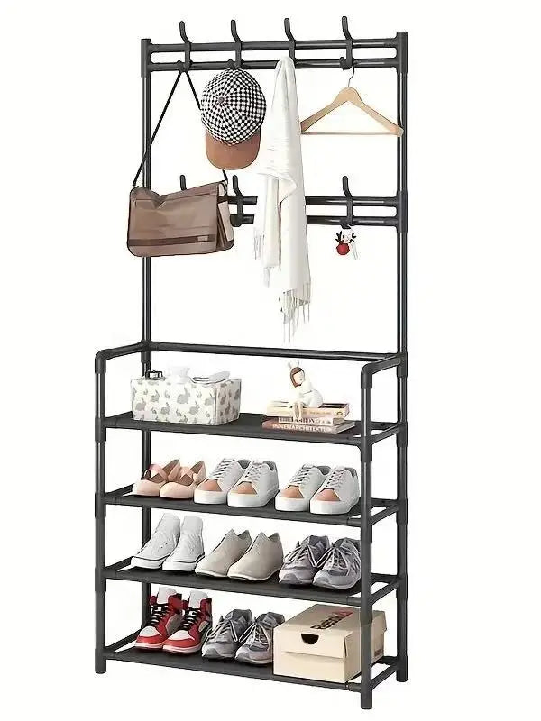 Hallway Clothes Hanger and Shoe Rack — Entryway Organizer for Shoes, Coats, Hats & Bags