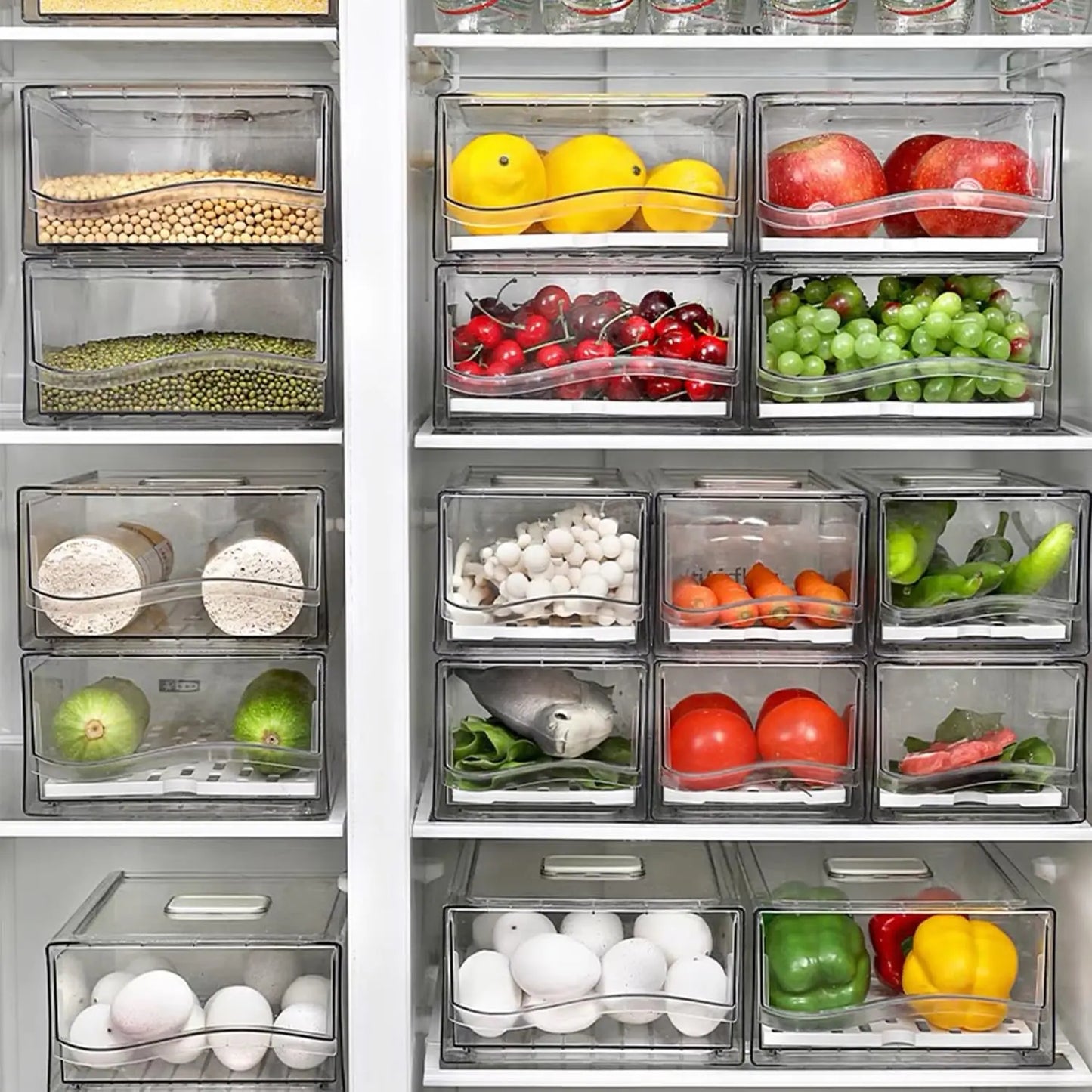 Stackable Fridge Organizer Bins — Reusable Food Storage Containers