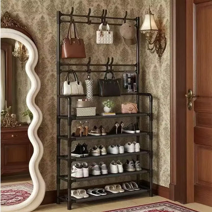 Hallway Clothes Hanger and Shoe Rack — Entryway Organizer for Shoes, Coats, Hats & Bags