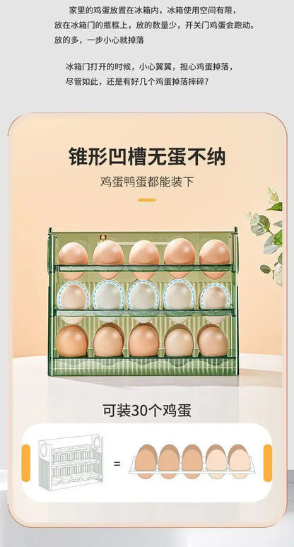 Reversible Egg Storage Box — Fridge Side Door Organizer Tray