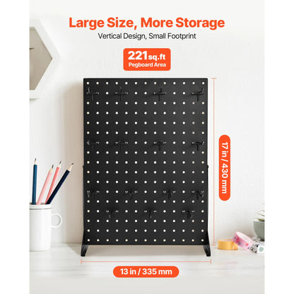 Tabletop Pegboard Display Stand — 17x13in Steel Peg Board with 15 Hooks for Retail & Jewelry