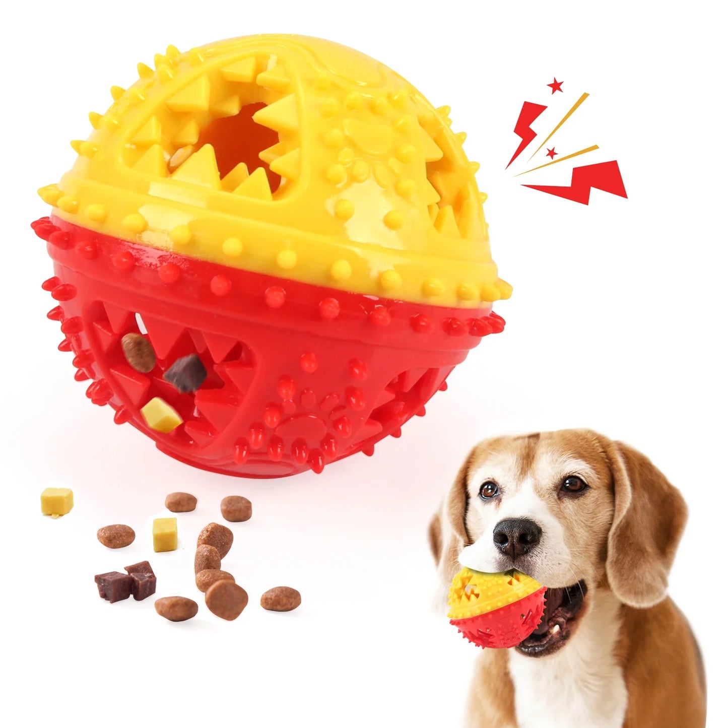 Dog Chew Toy Ball — Teeth Cleaning Leaking Food Interactive Puzzle Ball for Dogs
