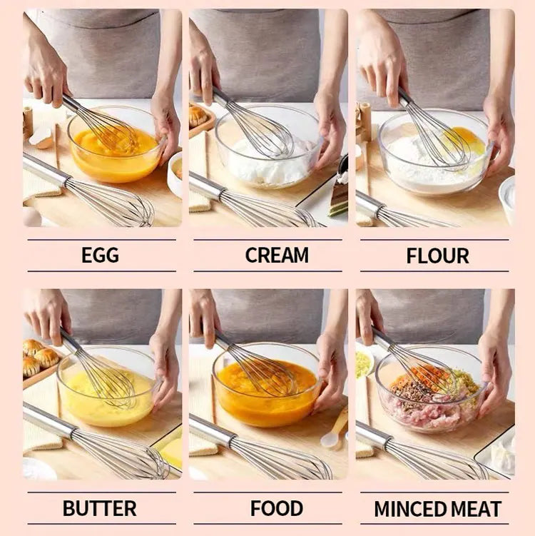Stainless Steel Manual Egg Beater — Hand Whisk for Baking & Cooking