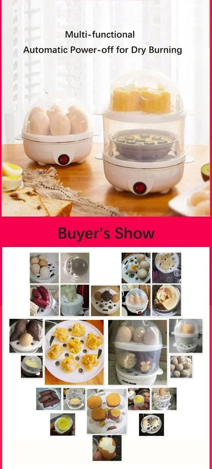 Double Layer Electric Egg Cooker & Steamer — Boil, Poach & Steam Eggs and Veggies