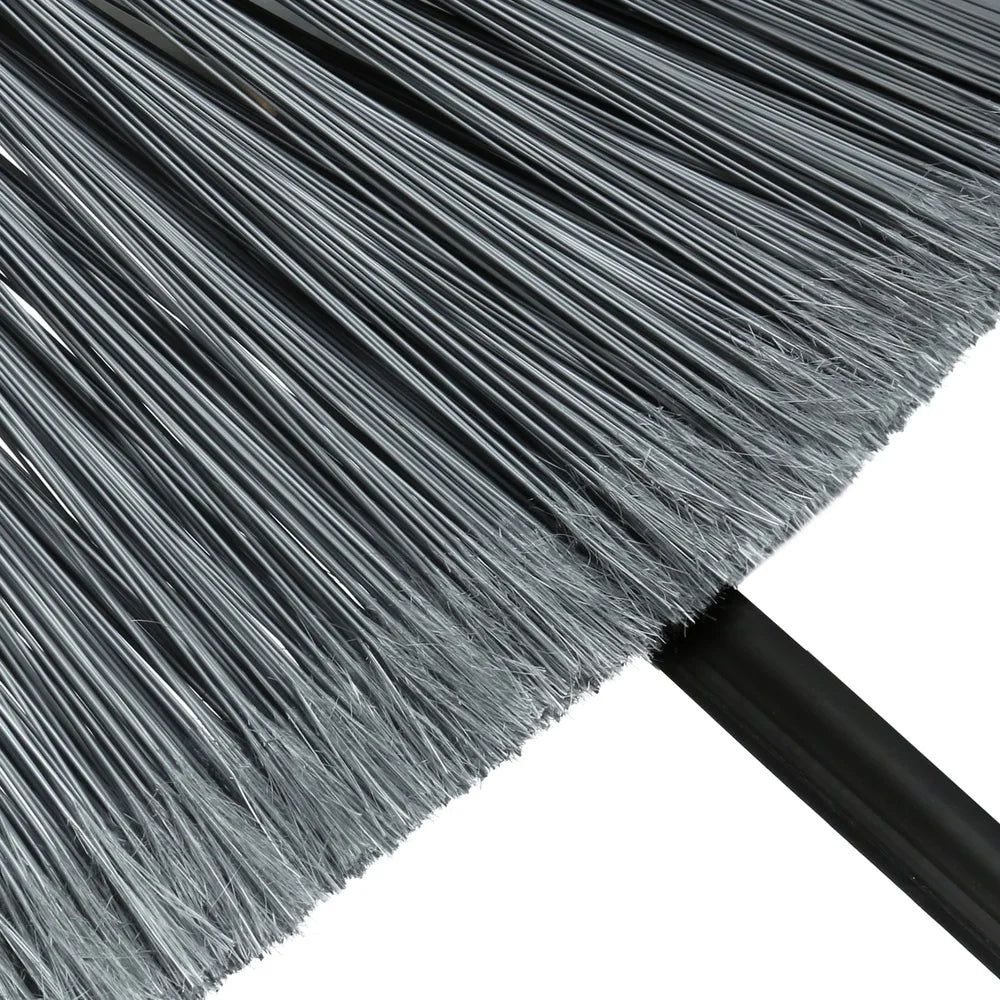 Lobby Broom and Dustpan Set — Long Handle, Rubber Lip, Integrated Comb for Home & Office