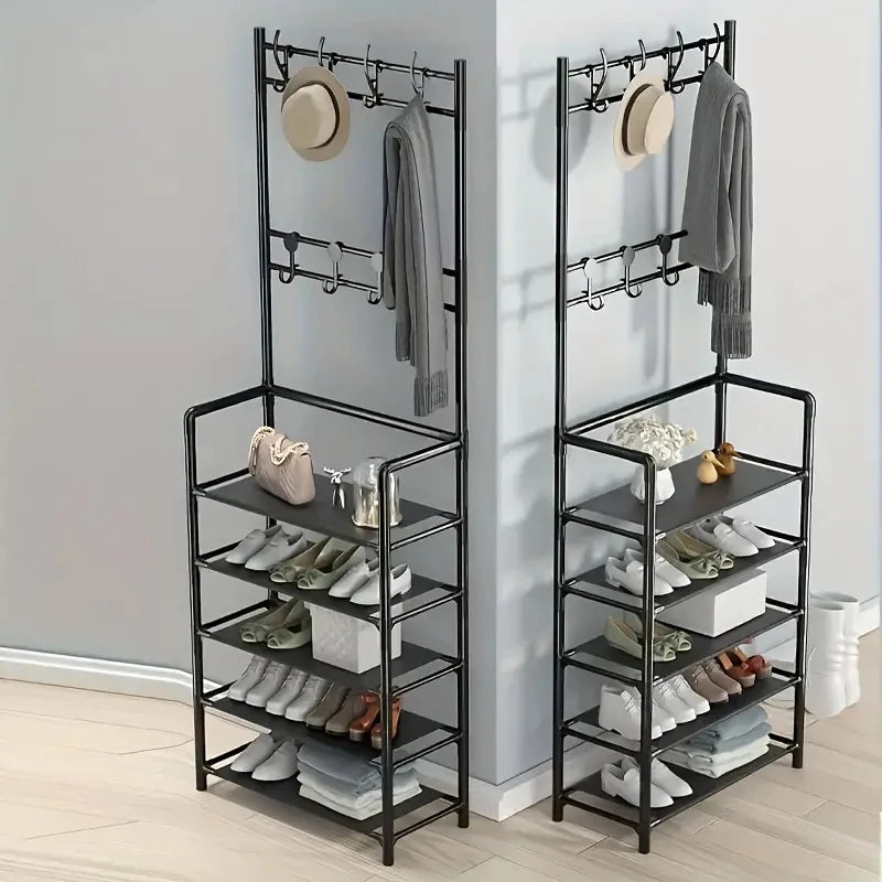 Hallway Clothes Hanger and Shoe Rack — Entryway Organizer for Shoes, Coats, Hats & Bags