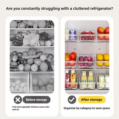 Clear Refrigerator Organizer Bins — Pull-Out Drawer for Eggs, Veggies & Snacks
