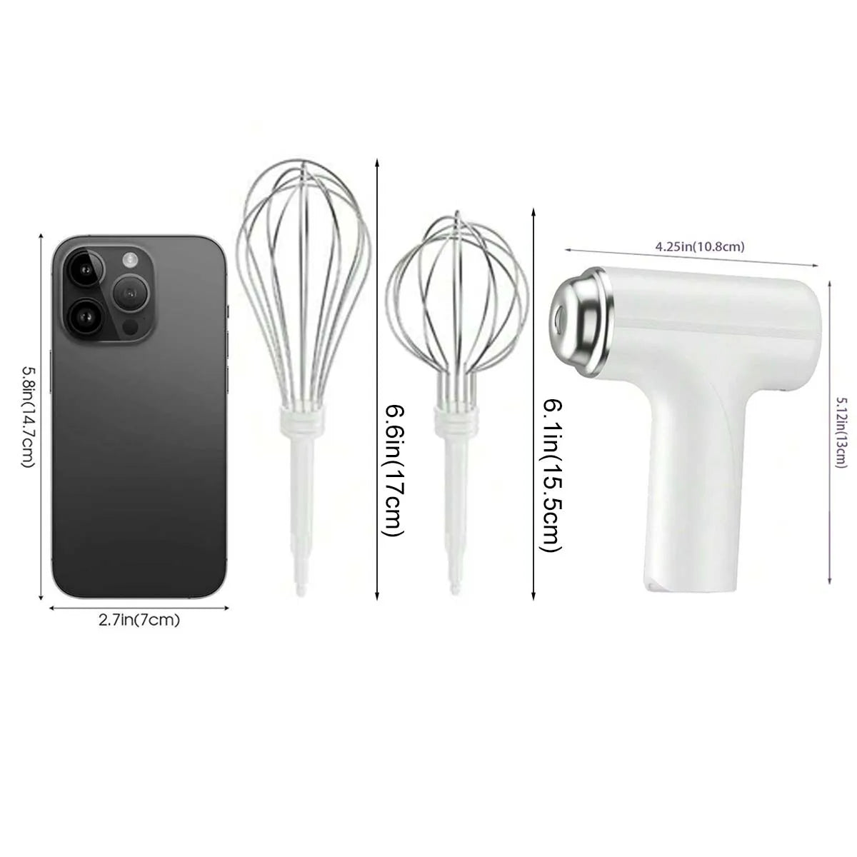 Wireless Electric Egg Beater — Handheld Food Mixer with 3 Speed Settings