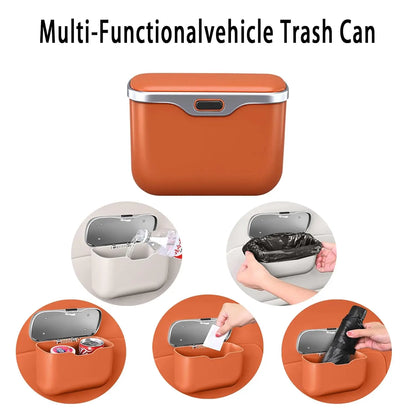 Leakproof Car Trash Can with Lid — Waterproof Auto Garbage Bin for Back Seat & Door