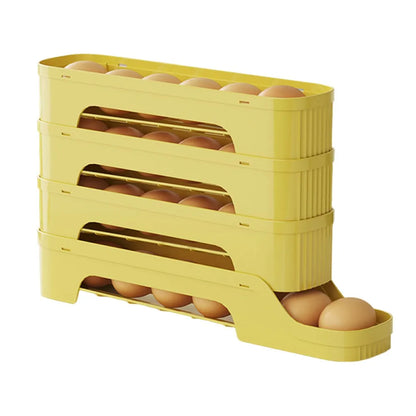 Durable Slide Egg Organizer Rack — 2, 3 & 4 Layer | Large Capacity Fridge Storage Box