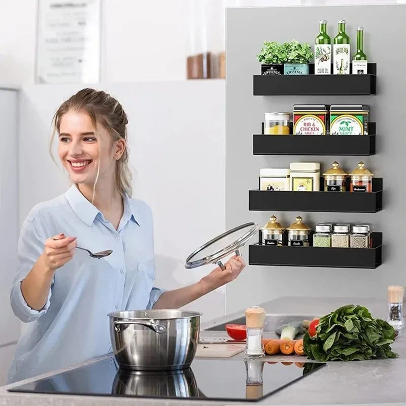 Refrigerator Magnetic Spice Rack — Side Storage Hanging Basket & Space-Saving Kitchen Organizer