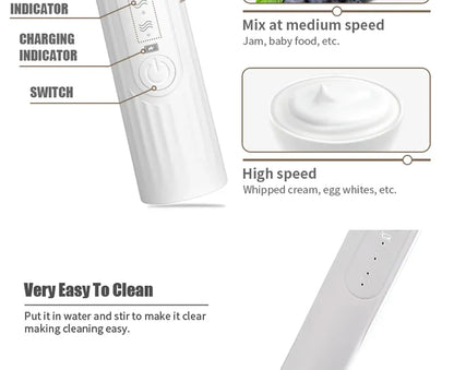 2-in-1 USB Rechargeable Electric Egg Beater & Milk Frother — Double Head Whisk