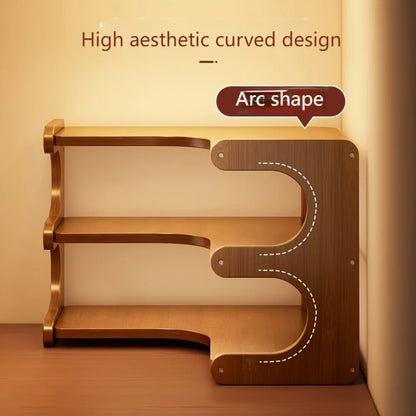 3-Tier Bamboo Corner Desk Shelf — Natural Wood Organizer for Plants, Books & Stationery