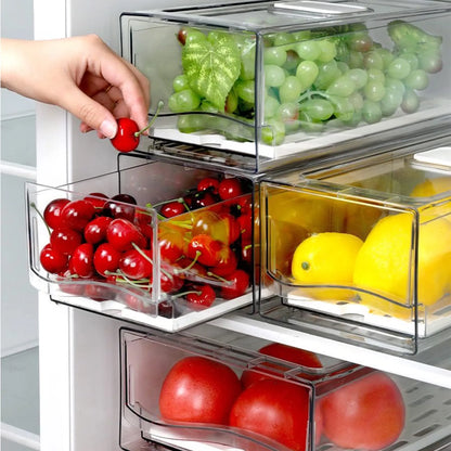 Stackable Fridge Organizer Bins — Reusable Food Storage Containers