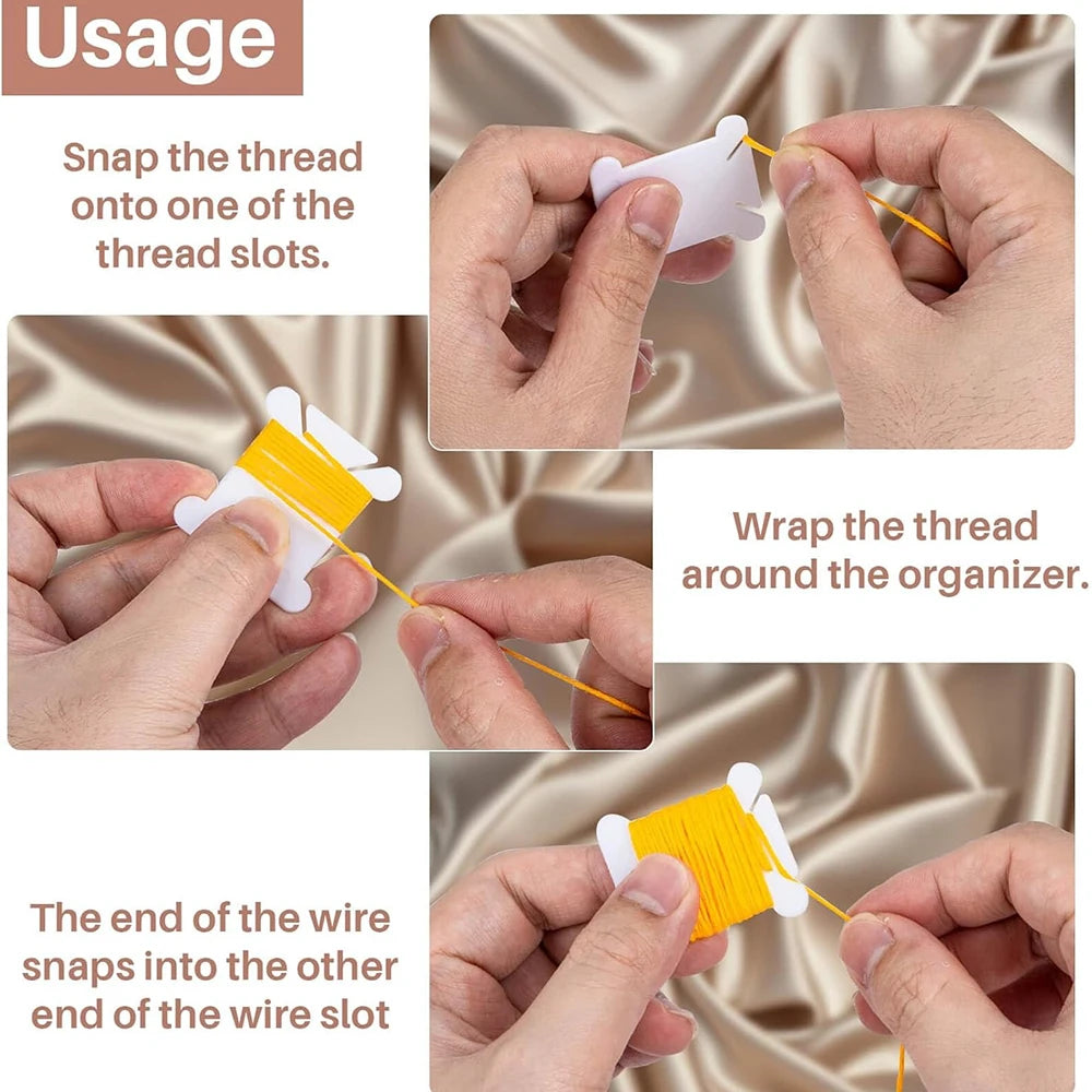 Plastic Embroidery Floss Bobbins — Thread Organizer for Cross Stitch & DIY Sewing (50 or 100pcs)