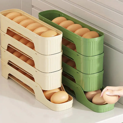 Durable Slide Egg Organizer Rack — 2, 3 & 4 Layer | Large Capacity Fridge Storage Box