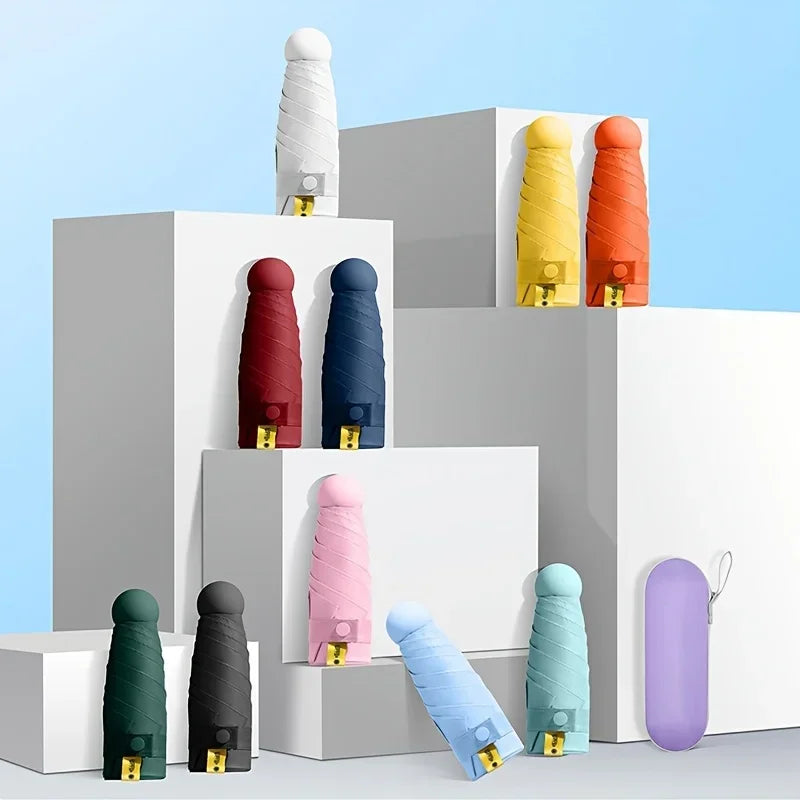 Compact Travel Mini Umbrella — UV Protection 5-Fold Ultra Lightweight Sunshade