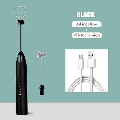 2-in-1 USB Rechargeable Electric Egg Beater & Milk Frother — Double Head Whisk