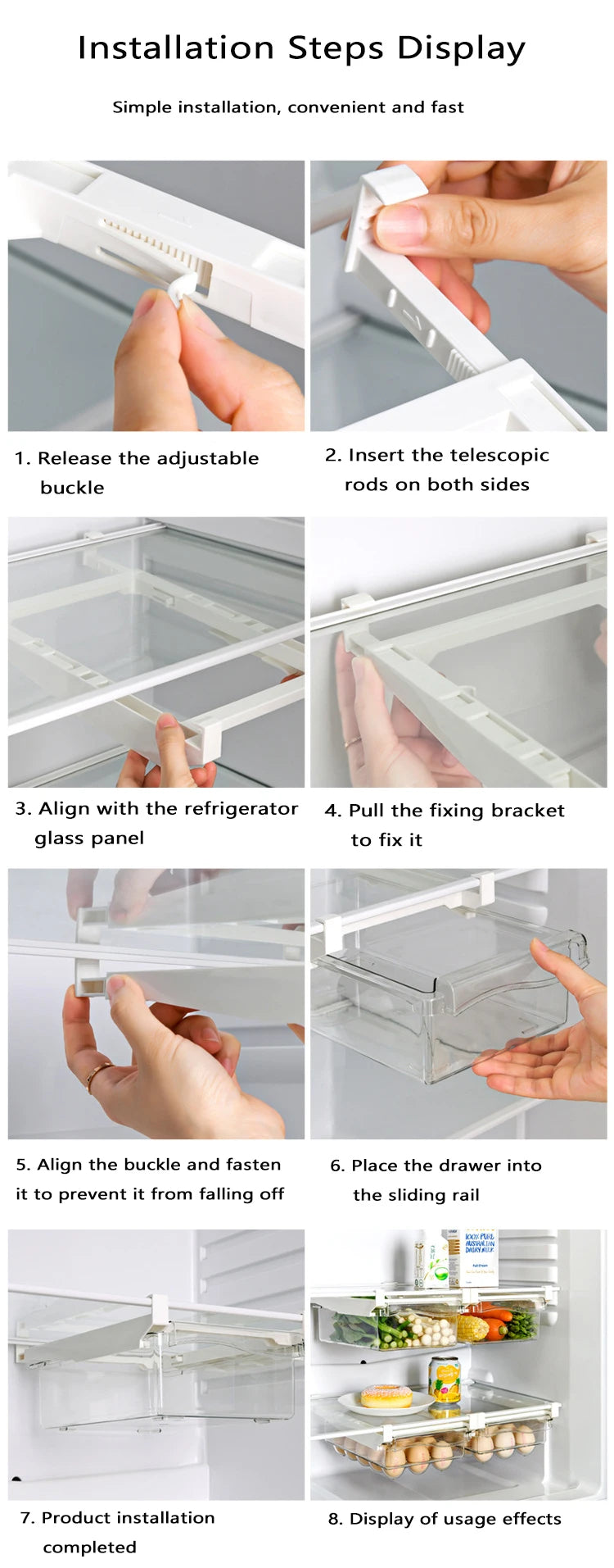 Under-Shelf Fridge Organizer — Egg, Fruit & Fresh Food Storage Rack