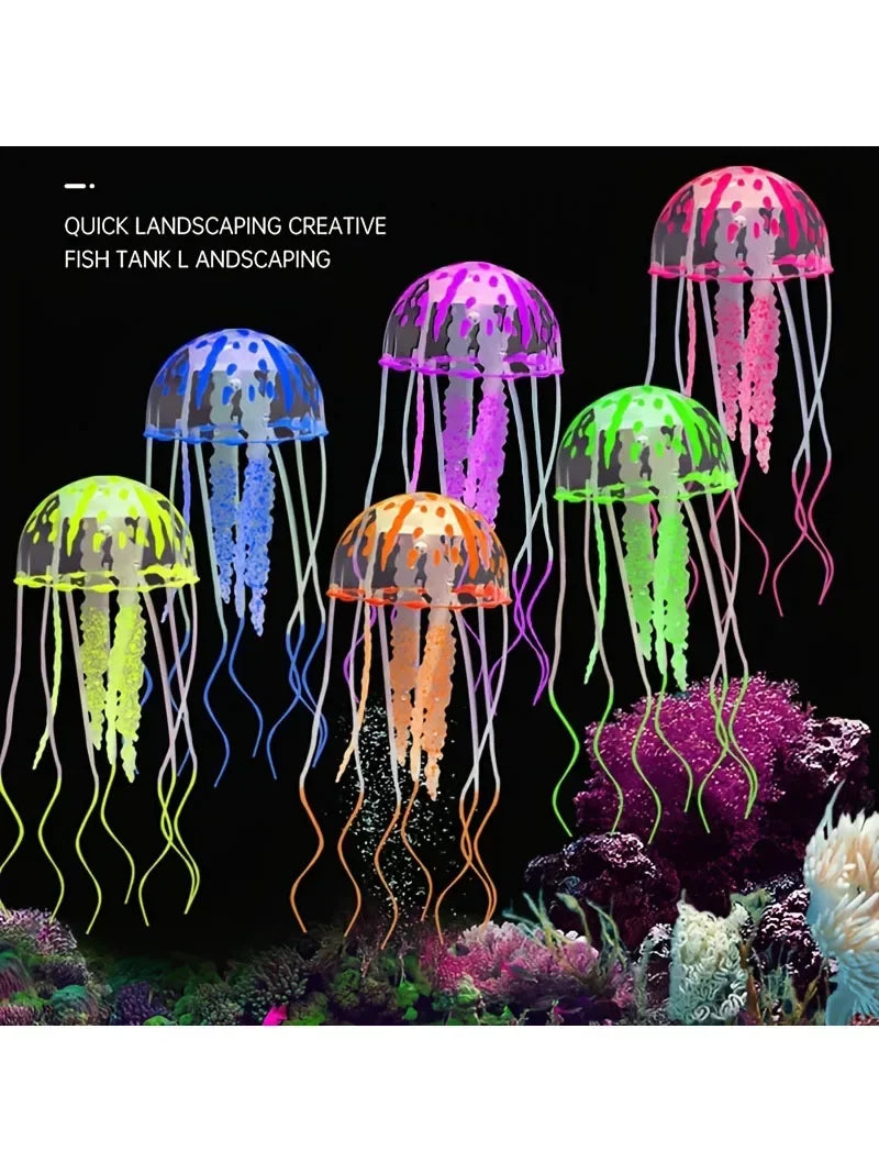 Artificial Glow Jellyfish Aquarium Decoration — Luminous Fish Tank Ornament