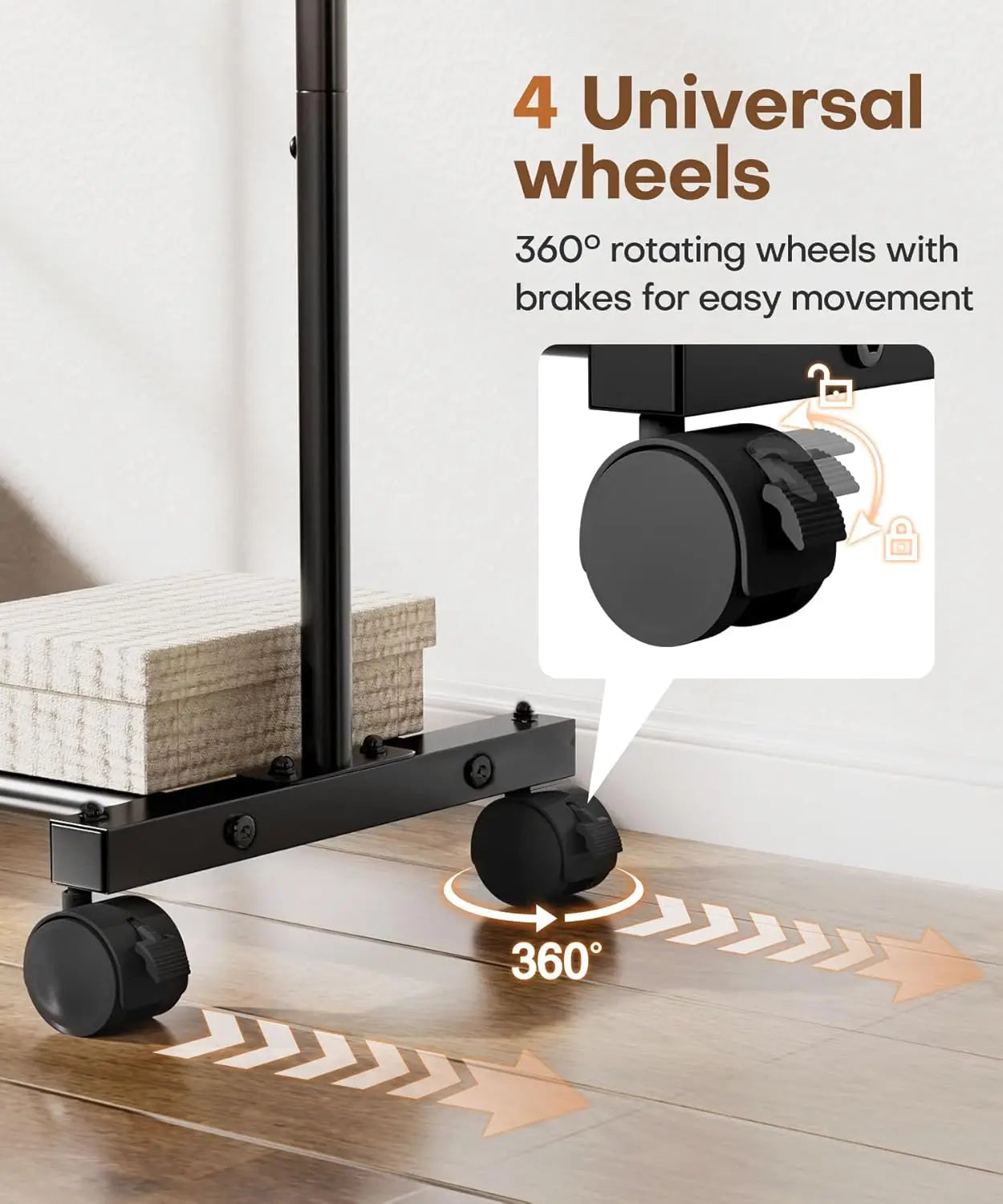 Portable Rolling Clothes Rack with Hooks — 32" Foldable Garment Organizer on Wheels