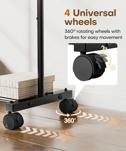 Portable Rolling Clothes Rack with Hooks — 32" Foldable Garment Organizer on Wheels