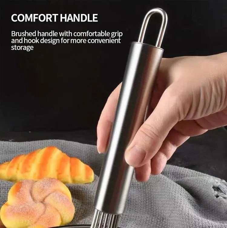 Stainless Steel Manual Egg Beater — Hand Whisk for Baking & Cooking