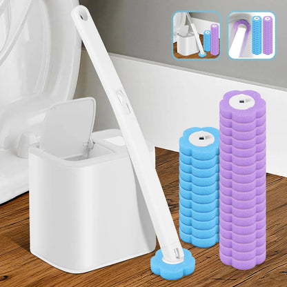 Disposable Toilet Brush Kit – Replacement Heads with Long Handle & Wall Mount