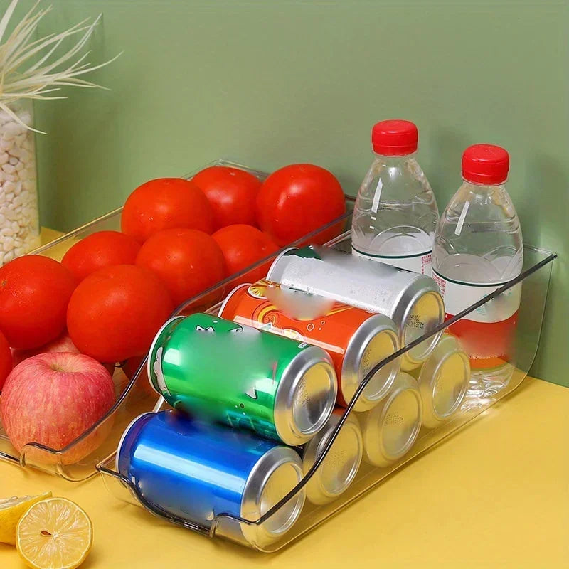 Auto-Rolling Soda Can Dispenser — Fridge & Pantry Organizer Rack