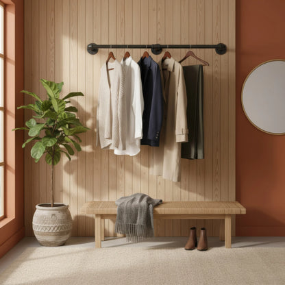 Industrial Pipe Clothes Rack — Heavy Duty Wall Mounted Garment Bar, Detachable 90–180cm