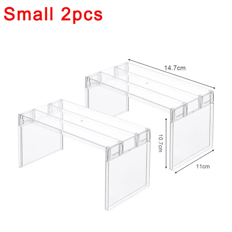 Layered Refrigerator Shelf Organizer — Transparent Stackable Storage Rack