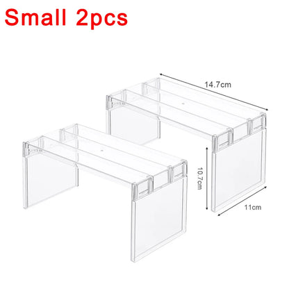 Layered Refrigerator Shelf Organizer — Transparent Stackable Storage Rack
