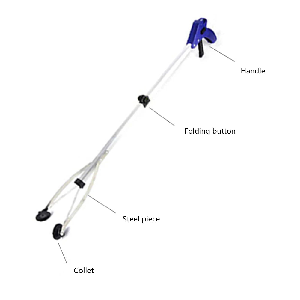 80cm Foldable Garbage Picker Gripper — 360° Rotating Reacher Grabber Tool