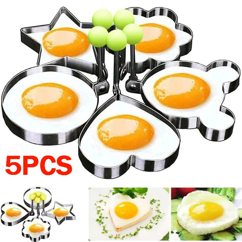 Stainless Steel Egg & Omelette Mold Set — Fun Shapes for Pancakes & Fried Eggs