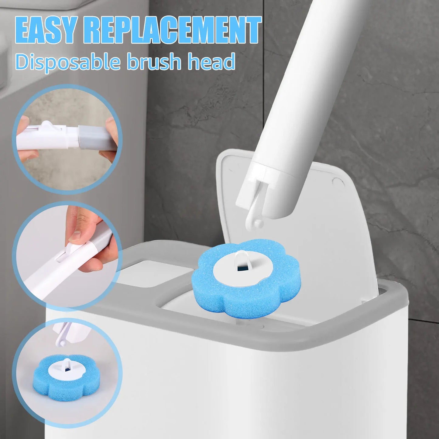 Disposable Toilet Brush Kit – Replacement Heads with Long Handle & Wall Mount